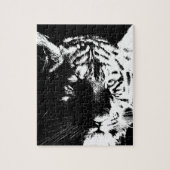 Zwarte en witte Pop Art Tiger Legpuzzel (Verticaal)