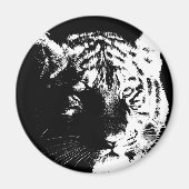 Zwarte en witte Pop Art Tiger Magneet (Voorkant)