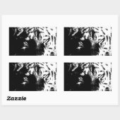 Zwarte en witte Pop Art Tiger Rechthoekige Sticker (Vel)