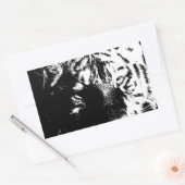Zwarte en witte Pop Art Tiger Rechthoekige Sticker (Envelop)