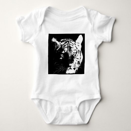 Zwarte en witte Pop Art Tiger Romper (Voorkant)