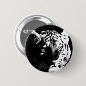Zwarte en witte Pop Art Tiger Ronde Button 5,7 Cm (Voorkant /achterkant)