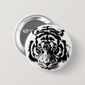 Zwarte en witte Pop Art Tiger Ronde Button 5,7 Cm (Voorkant /achterkant)
