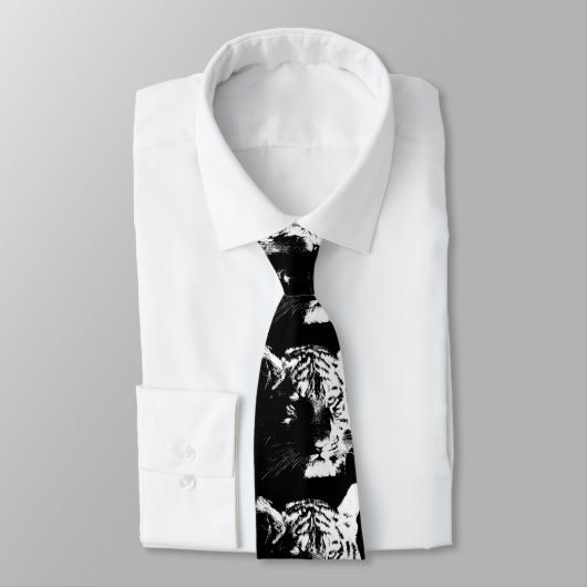 Zwarte en witte Pop Art Tiger Stropdas (Gebonden)