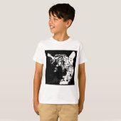 Zwarte en witte Pop Art Tiger T-shirt (Voorkant volledig)