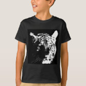 Zwarte en witte Pop Art Tiger T-shirt (Voorkant)