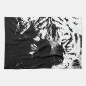 Zwarte en witte Pop Art Tiger Theedoek (Horizontaal)