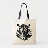 Zwarte en witte Pop Art Tiger Tote Bag (Voorkant)