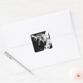 Zwarte en witte Pop Art Tiger Vierkante Sticker (Envelop)