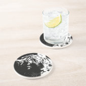 Zwarte en witte Pop Art Tiger Zandsteen Onderzetter (Zijkant)