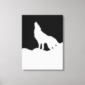 Zwarte en witte Pop Art Wolf Howling in Moon Canvas Afdruk (Voorkant)