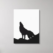 Zwarte en witte Pop Art Wolf Howling in Moon Canvas Afdruk (Voorkant)