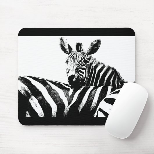 Zwarte en witte Pop Art Zebras Sjabloon Aangepast Muismat (Met muis)