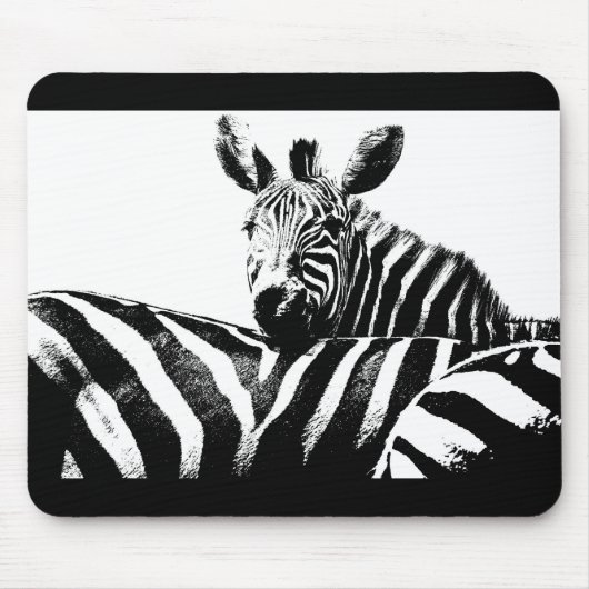 Zwarte en witte Pop Art Zebras Sjabloon Aangepast Muismat (Voorkant)
