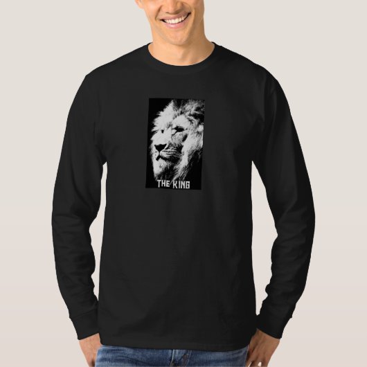 Zwarte en witte Pop Kunst Lion Elegant Mannen Mode T-shirt (Voorkant)