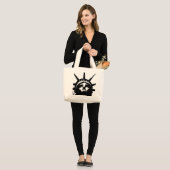 Zwarte en witte Pop Kunstbeeld Vrijheid Grote Tote Bag (Voorkant (model))