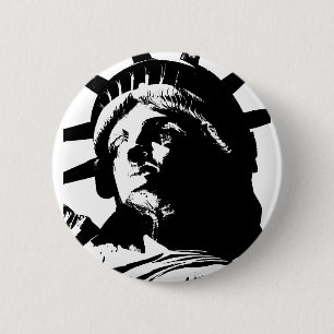 Zwarte en witte Pop Kunstbeeld Vrijheid Ronde Button 5,7 Cm