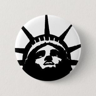 Zwarte en witte Pop Kunstbeeld Vrijheid Ronde Button 5,7 Cm