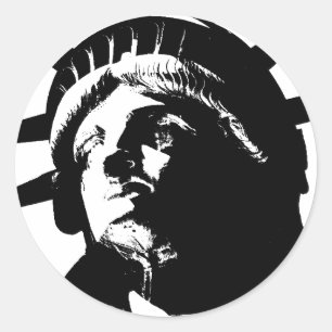 Zwarte en witte Pop Kunstbeeld Vrijheid Ronde Sticker
