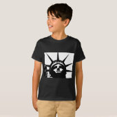 Zwarte en witte Pop Kunstbeeld Vrijheid T-shirt (Voorkant volledig)