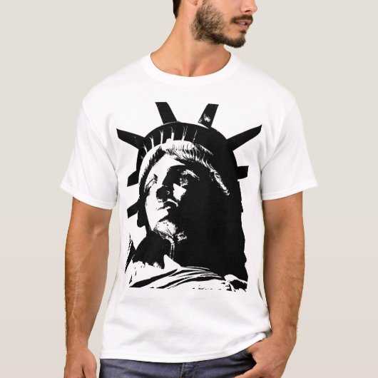 Zwarte en witte Pop Kunstbeeld Vrijheid T-shirt (Voorkant)
