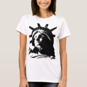 Zwarte en witte Pop Kunstbeeld Vrijheid T-shirt (Voorkant)