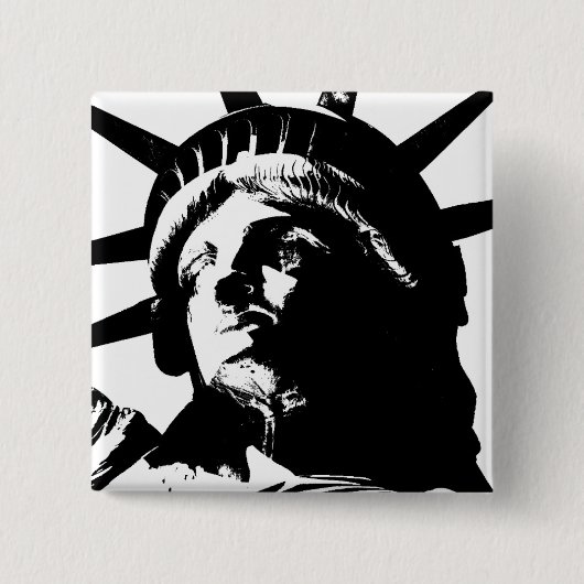Zwarte en witte Pop Kunstbeeld Vrijheid Vierkante Button 5,1 Cm (Voorkant)