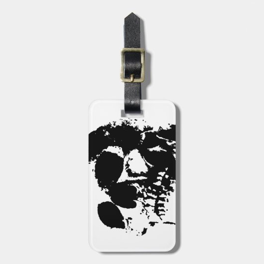 Zwarte en witte Pop Kunstschedel Bagagelabel (Voorkant verticaal)