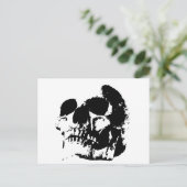 Zwarte en witte Pop Kunstschedel Briefkaart (Staand voorkant)