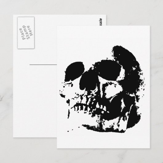 Zwarte en witte Pop Kunstschedel Briefkaart (Voorkant / Achterkant)