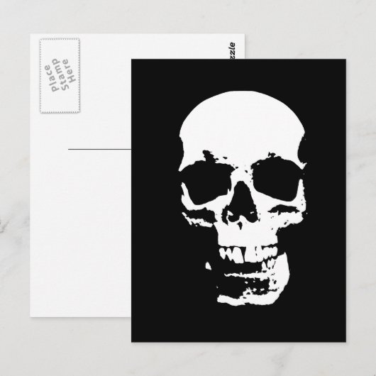 Zwarte en witte Pop Kunstschedel Briefkaart (Voorkant / Achterkant)