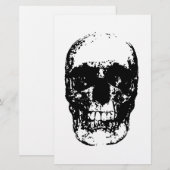 Zwarte en witte Pop Kunstschedel Briefpapier (Voorkant / Achterkant)
