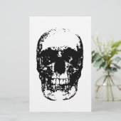 Zwarte en witte Pop Kunstschedel Briefpapier (Staand voorkant)