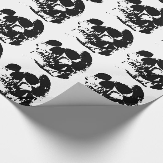 Zwarte en witte Pop Kunstschedel Cadeaupapier (Hoek)