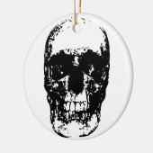 Zwarte en witte Pop Kunstschedel Keramisch Ornament (Links)