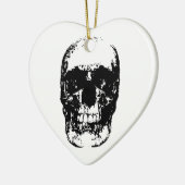 Zwarte en witte Pop Kunstschedel Keramisch Ornament (Links)