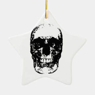 Zwarte en witte Pop Kunstschedel Keramisch Ornament