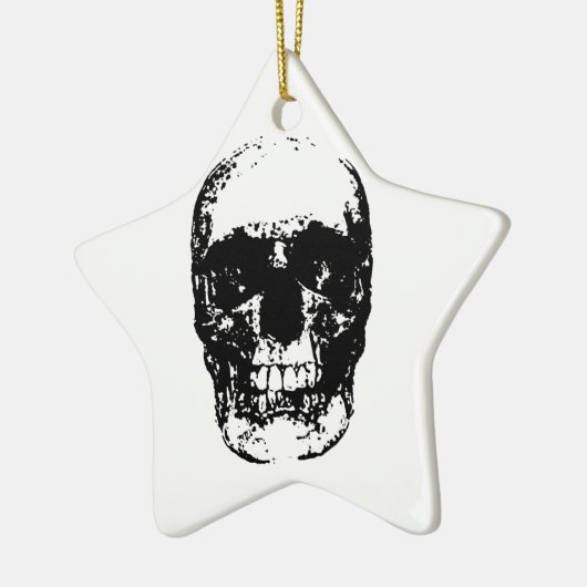 Zwarte en witte Pop Kunstschedel Keramisch Ornament (Links)