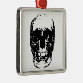 Zwarte en witte Pop Kunstschedel Metalen Ornament (Rechts)