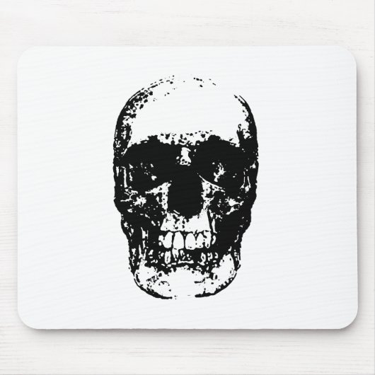 Zwarte en witte Pop Kunstschedel Muismat (Voorkant)