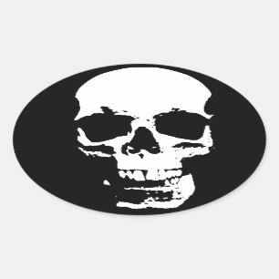 Zwarte en witte Pop Kunstschedel Ovale Sticker