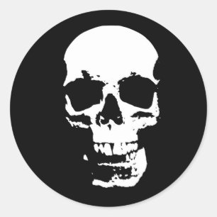 Zwarte en witte Pop Kunstschedel Ronde Sticker