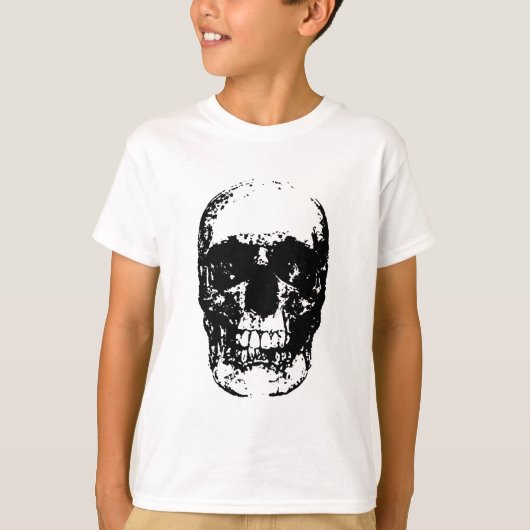 Zwarte en witte Pop Kunstschedel T-shirt (Voorkant)