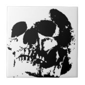 Zwarte en witte Pop Kunstschedel Tegeltje (Voorkant)