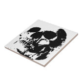 Zwarte en witte Pop Kunstschedel Tegeltje (Zijkant)