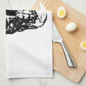 Zwarte en witte Pop Kunstschedel Theedoek (Quarter Fold)