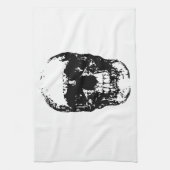 Zwarte en witte Pop Kunstschedel Theedoek (Verticaal)