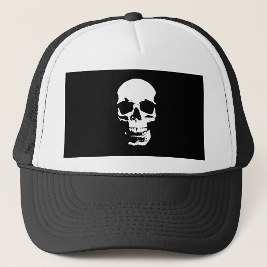 Zwarte en witte Pop Kunstschedel Trucker Pet (Voorkant)