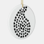 zwarte en witte poten en harten paisleypatroon keramisch ornament (Rechts)