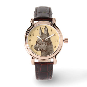zwarte en witte potloodtekening schattige ezel horloge